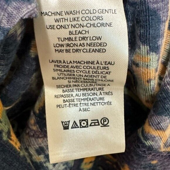 Free People XS This Is It Tunic Top Oversized Long Sleeve Billowy Blue Orange - Picture 9 of 10